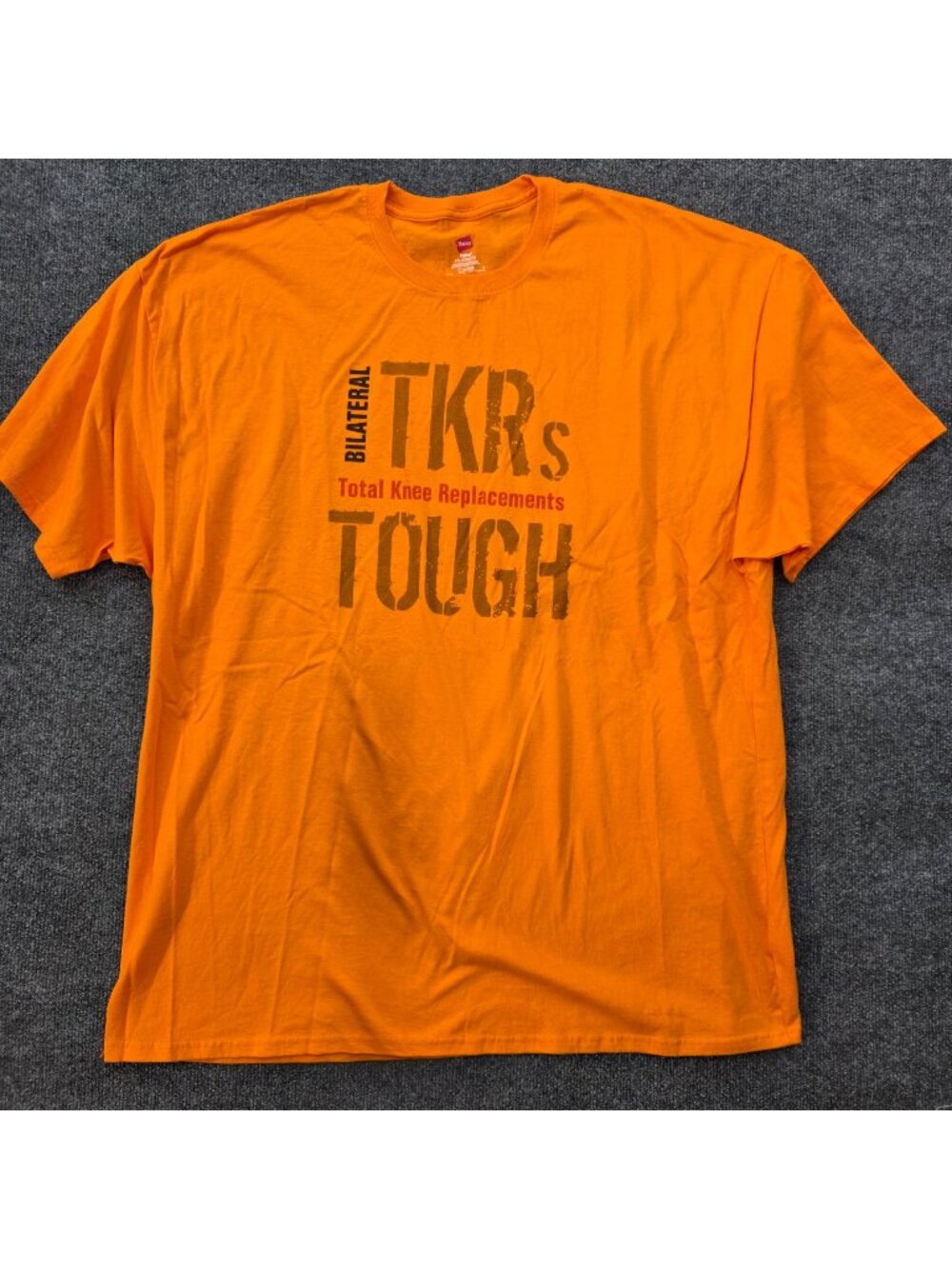 Hanes Bilateral TKR Total Knee Replacements Tough Tee 3XL Orange Vibrant Casual